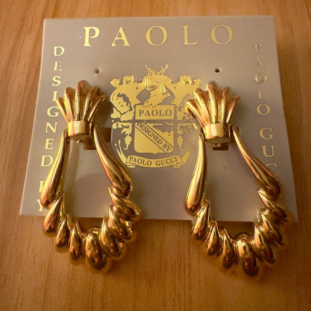 ⚜️ Vintage PAOLO GUCCI Shell Doorknocker Clip-On Earrings